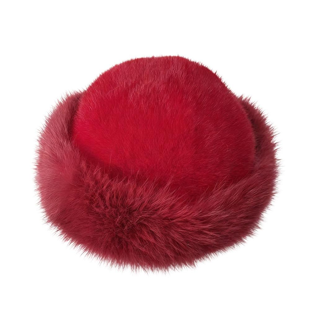 Модный головной убор Пушистая меховая зимняя шапка Красная панама Защита от холодного ветра Утепленная панама-ведро Рождественские подарки
