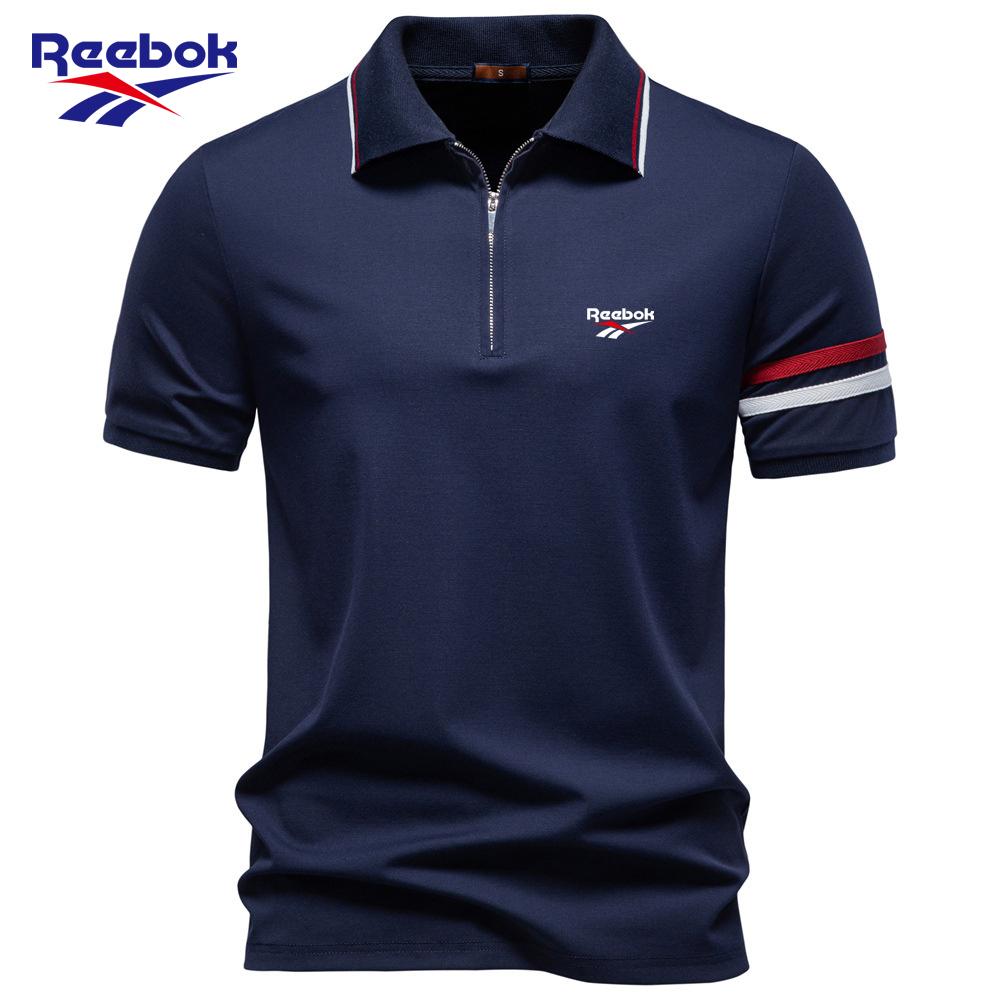 Reebok Nová výšivka Rolák na zip POLO tričko na jaro a léto 2026, Business Casual Pánské Tencelové krátkorukávové POLO tričko pro muže