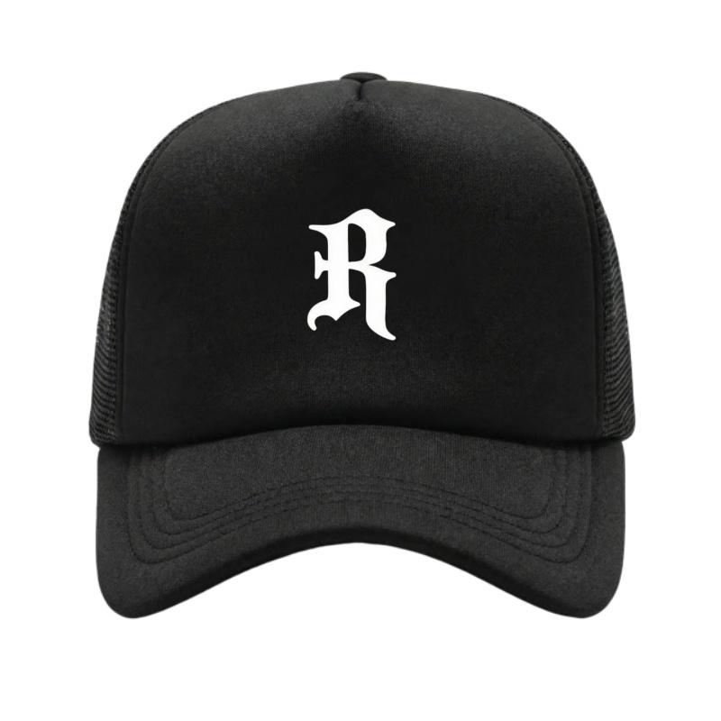 Letter R Printed Adjustable Baseball Cap Classic Snapback Dad Hat Breathable Mesh Hat Golf Fishing Outdoor Sun Cap