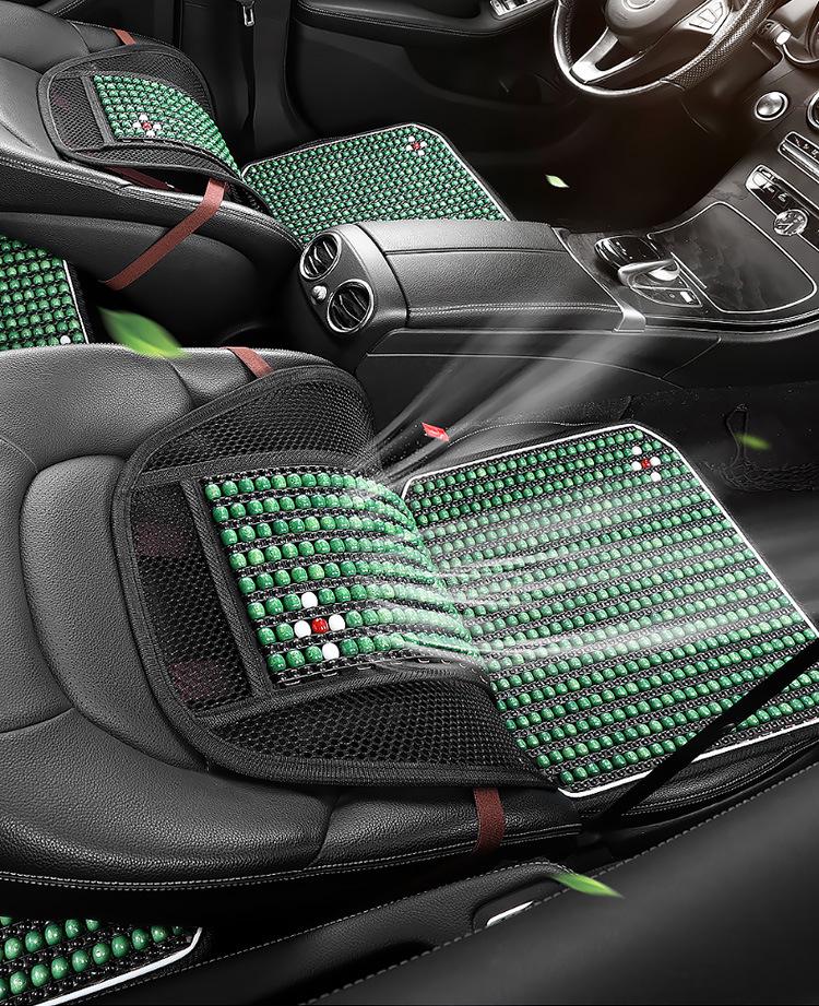 Universal Wood Bead Lumbar Support Car Seat Cushion Set - Cooling, Breathable, All-Season