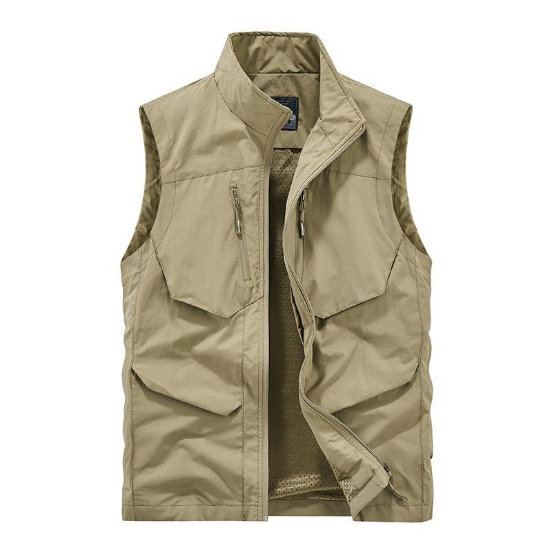 Vest Outer Wear Men's Vest Sleeveless Sports Loose Breathable Vest Multi-bag Quick-drying Casual Vest