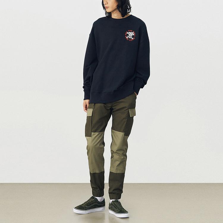 Vans Fun Pattern Skull Cartoon Print Crewneck Sweatshirt Men Sweatshirt Black VN0A54JIBLK