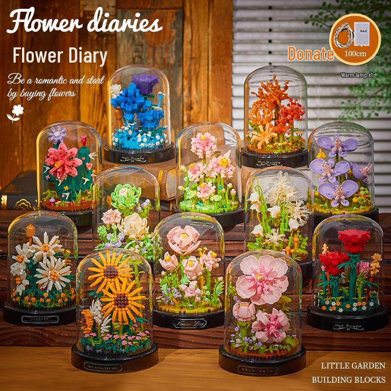 Belledi Eternal Flower Building Blocks: Handmade Educational Toy Bouquet for Valentine's Day Gift