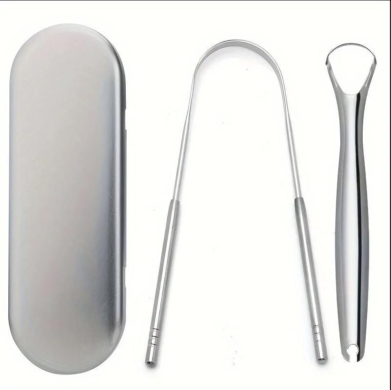Stainless Steel Tongue Scraper, Portable Tongue Scraper, Oral Care Halitosis Cleaner, Suitable for Home And Clinic Use