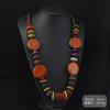 Vintage exaggerated wooden necklace Maillard vacation women's bohemian long niche sweater chain earrings