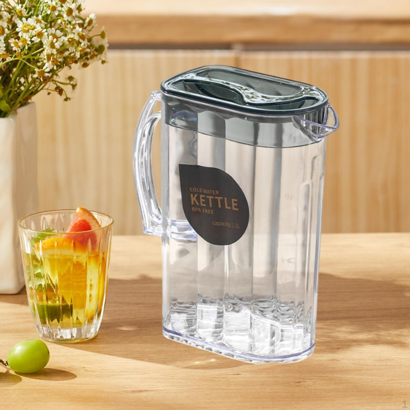 

Кувшин для воды холодильник с ручкой подарок прозрачный 2200 мл холодный чайник универсальная крышка холодный чай Black Rectangular