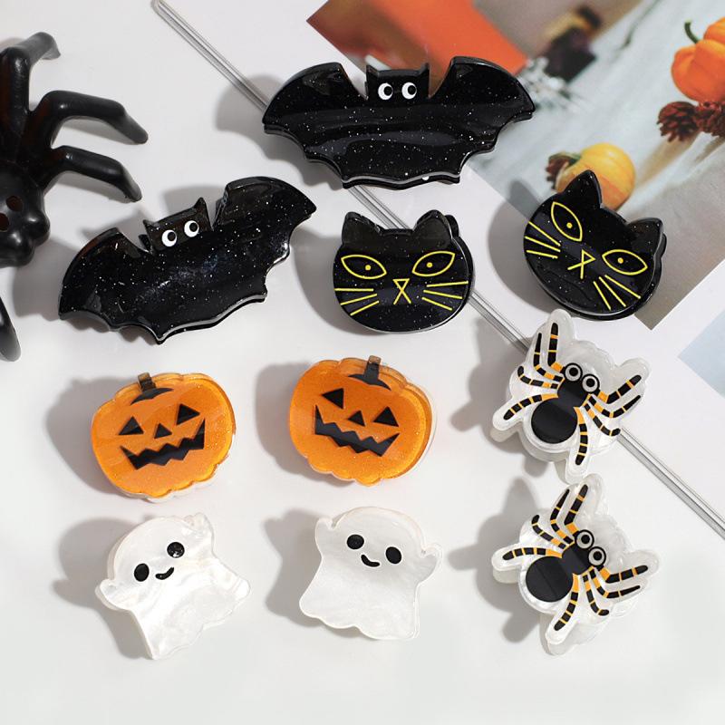 Pumpkin/Ghost Halloween Theme Hair Claw Clip Holiday Party Headwear Hair Claws For Hair Diy Accessory Hair Styling