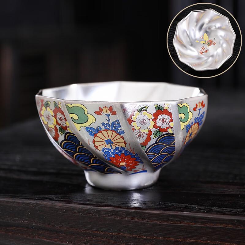 Hongyuetang Enamel Glazed Silver Inlaid Ceramic Master Teacup