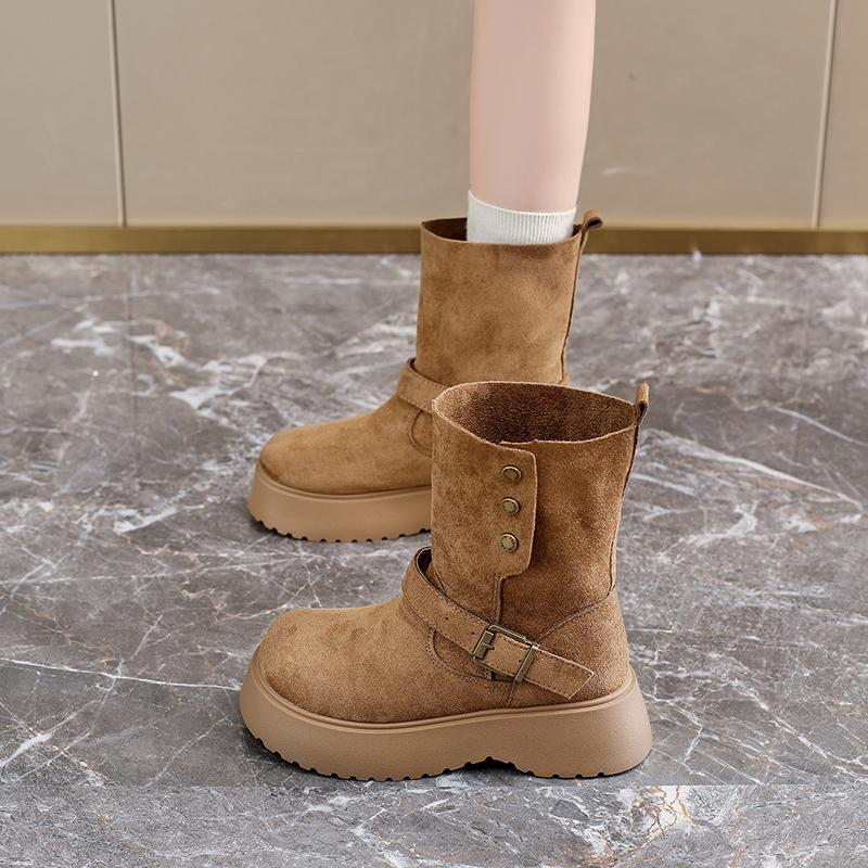 Vintage Casual Versatile Women's Short Boots, Fashionable Dual-wear Thick-soled Fashion Boots for Autumn and Winter Seasons