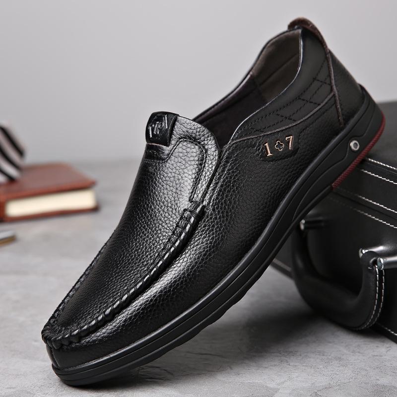 Men's leather shoes, leather soft sole, fattened, enlarged 47 extra large size, widened 48 work and leisure, middle-aged and elderly large size men's