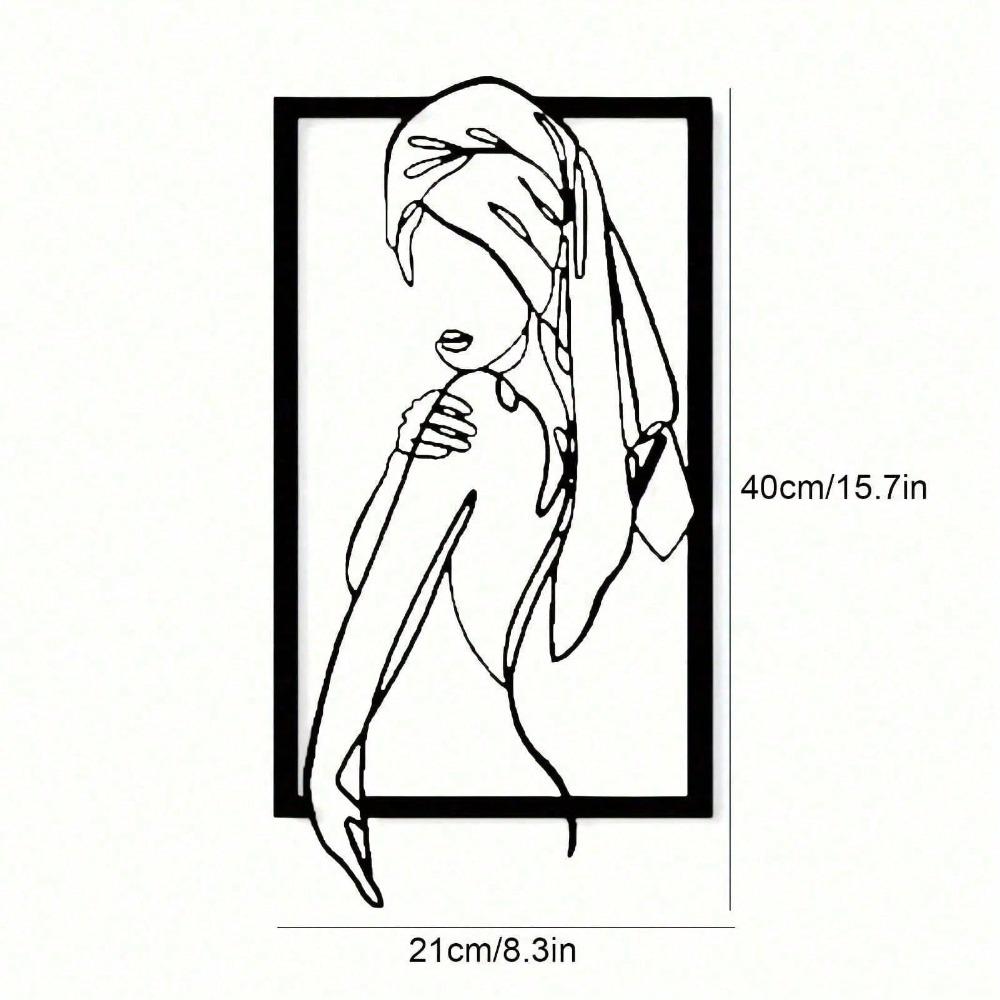 Metal Wall Art Female Minimal Line Home Decor Modern Housewarming Gift