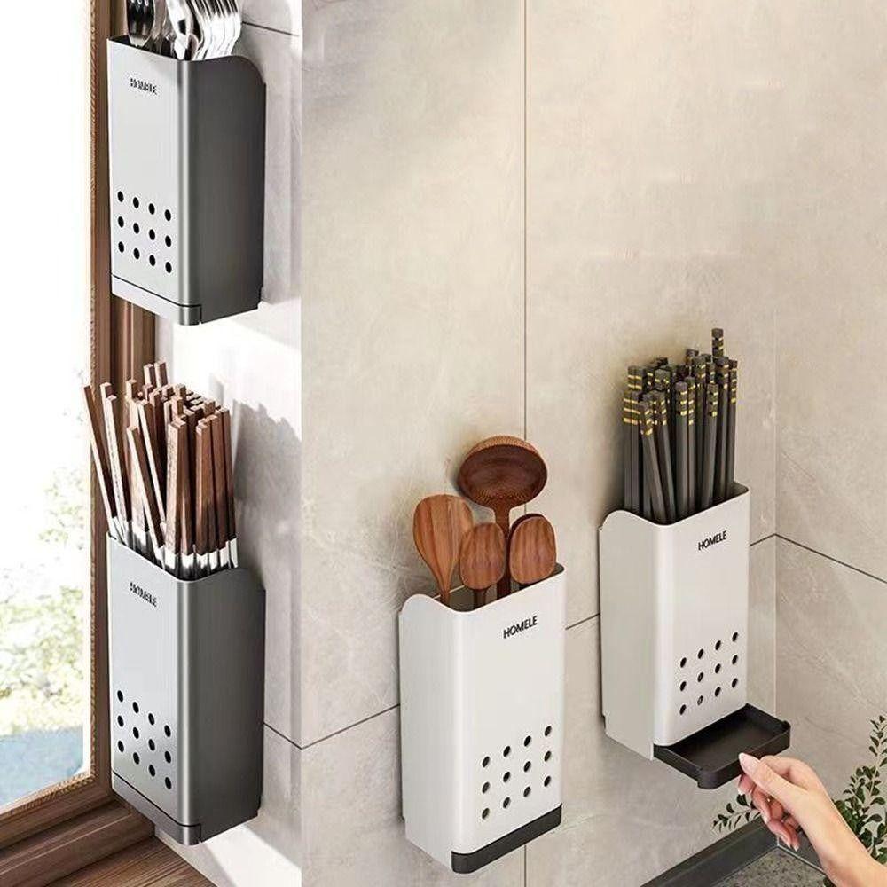 Ruimtebesparende Eetstokjes Tube Zelfklevend Keuken Afdruiprek Draagbare Servies Opbergdoos