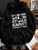 Unisex Hoodie, Halloween Party, Funny German Text Print, Pullover Sweatshirt, Casual Streetwear Style, Autumn Winter Daily Wear, Kangaroo Pocket And D