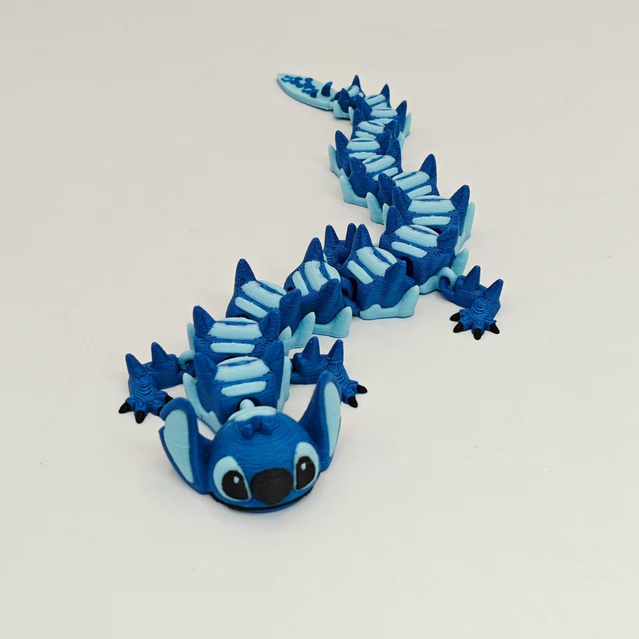 3D Printed Jointed Dragon Toy - Creative Gift Ornament for Kids синий