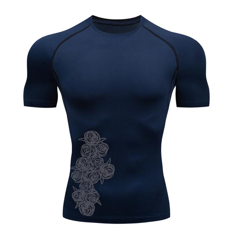 Graphic Print Short Sleeve Compression Shirt for Men Summer Athletic Quick Dry T-shirts Tops Gym Workout Running Training Tees