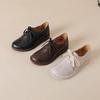 Genuine Leather Soft Soled Women's Shoes Casual Solid Color Versatile Lace-up Flats