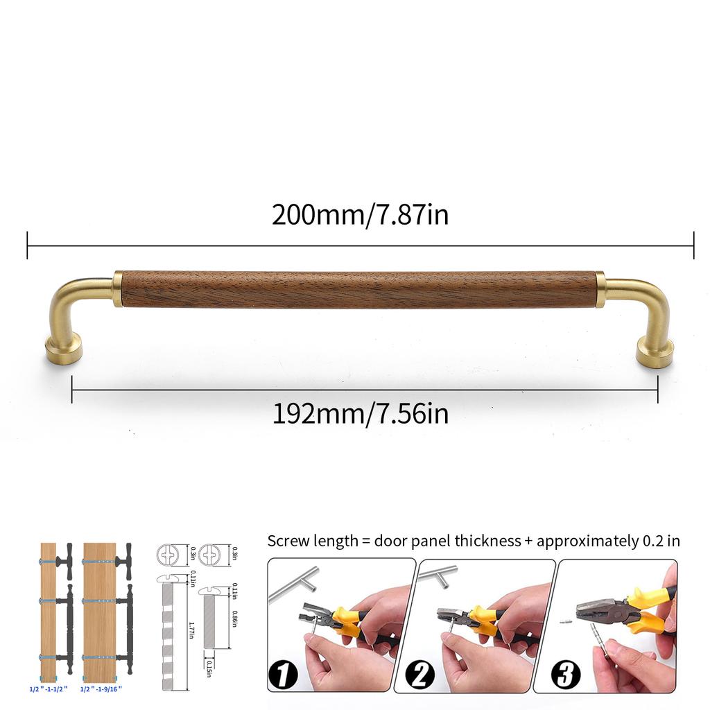 Walnut Pull Wardrobe Cupboard Handle Kitchen Door Cabinets Knobs Wood Cabinet Pull Nature Style Wooden Cabinet Handle