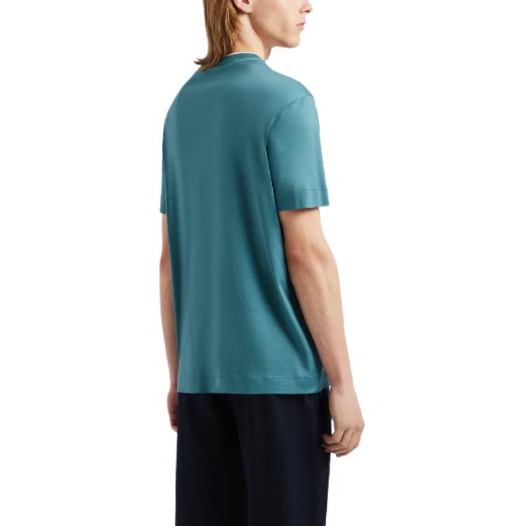 Emporio Armani Letter Print Crew Neck Short Sleeve T-Shirt Men Tops Dark-Blue 3D1TD4-1JUVZ-10756