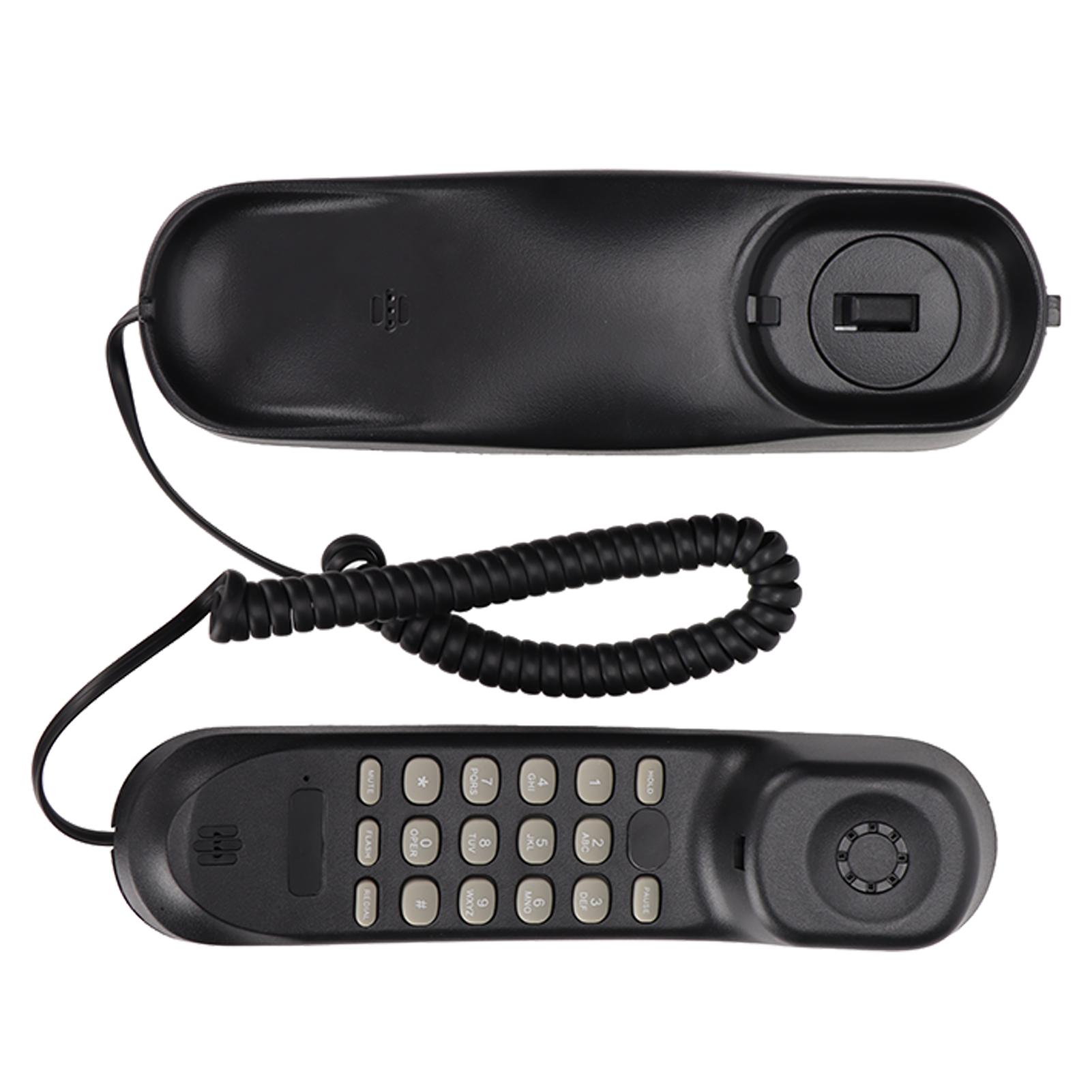 

Настенный домашний телефон Мини-настенный телефон с двойной системой FSK DTMF, функциями паузы, отключения звука и повторного набора чёрный