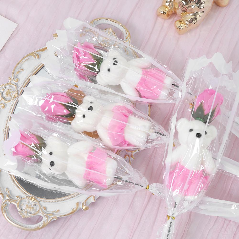 43cm Artificial Foam Bear Soap Rose Valentine's Day Gift Holding Bouquet Wedding Decoration Home Room Decor DIY Family Gathering