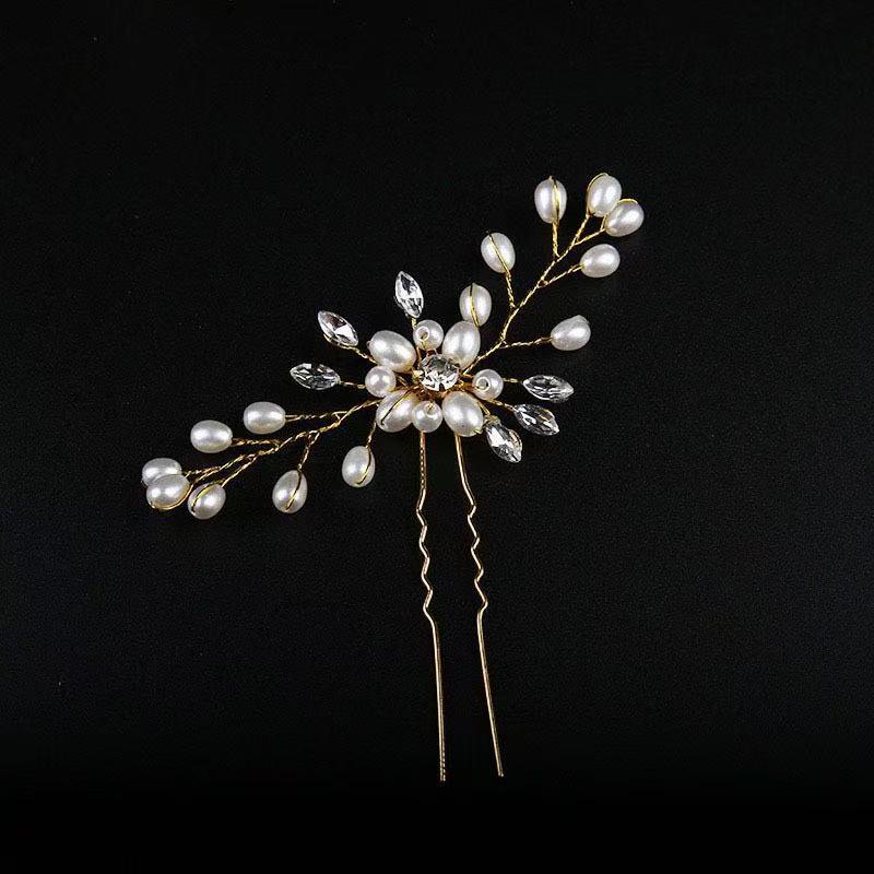 Gold & Silver Bride Hairpins with Pearl - European & American Wedding Updo Accessories