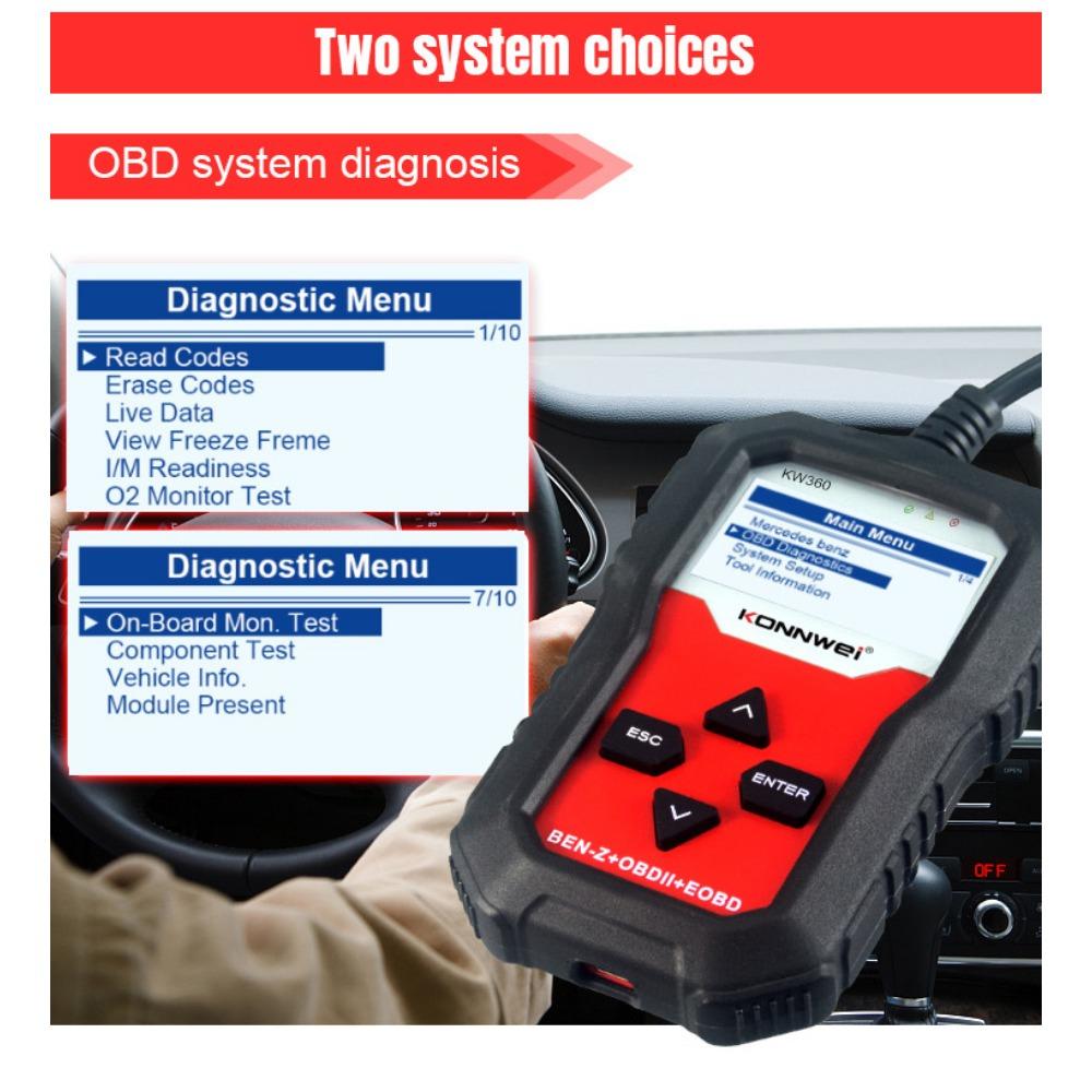 KONNWEI KW360 Full Systems OBD2 Scanner for Benz Professional Car Diagnostic Tool for C300 W204 W205 W211 ABS Airbag Oil Reset