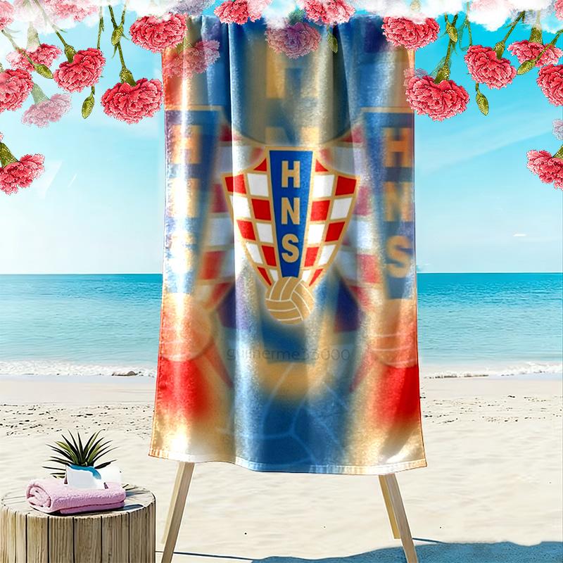 Kroatischer Fußballverband HNS Strandtuch zum Bedrucken, Großes Weiches Schnelltrocknendes Handtuch für Strand Camping Schwimmen