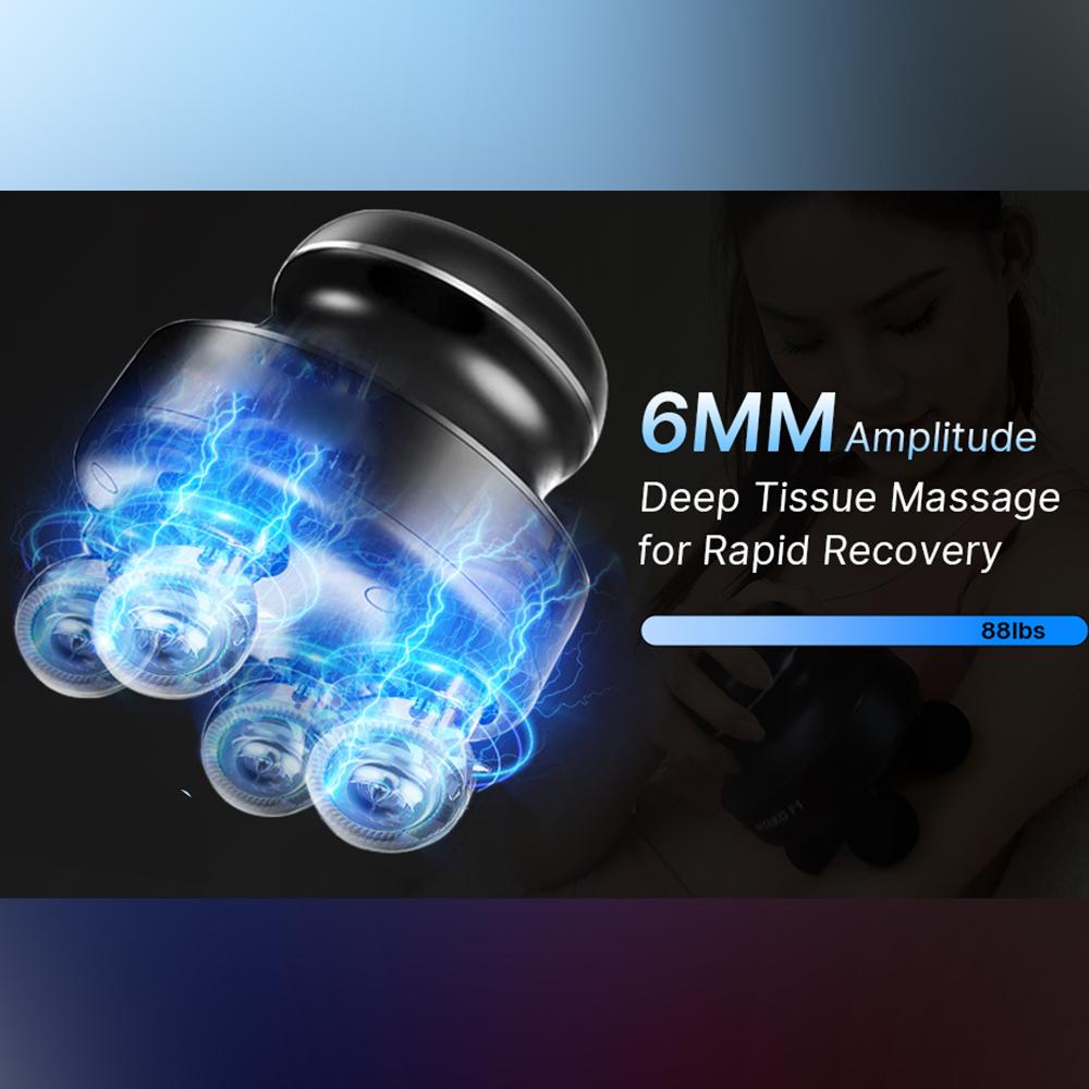 Elektrischer Muskelmassagegerät mit 4 Köpfen Faszienpistole Hochfrequente Vibrationsmassagepistole Tiefengewebsmassage für Körper Myofasziale Entspannung
