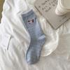 Embroidered Dachshund Dog Medium Thin Cotton Socks Pinstripe Dachshund Dog Basic Versatile Cotton Socks Style