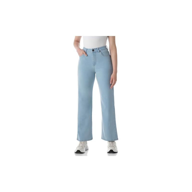 INKD Women's Wide Leg Jeans - High-Rise | Stretchable | Enzyme Wash | Classic 5 Pocket Styling | Jeans for Women