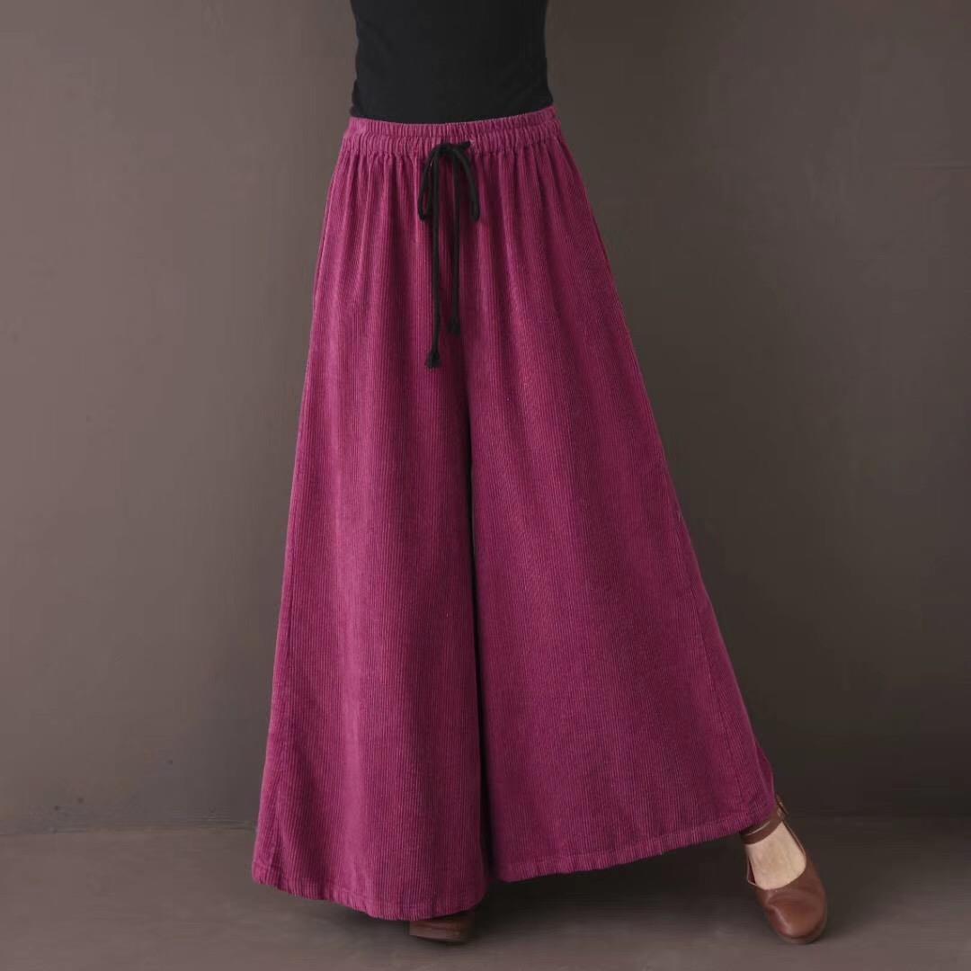 

Жіночі однотонні штани. Повсякденні вільні штани. Широкі штани. Вельветові штани M фіолетовий