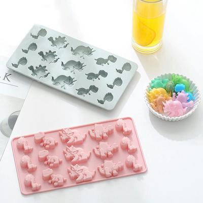 15 gleichmäßige Dinosaurier-Silikon-Schokoladenform, Eiswürfelform, DIY-Aroma-Gipsform, leicht zu lösen