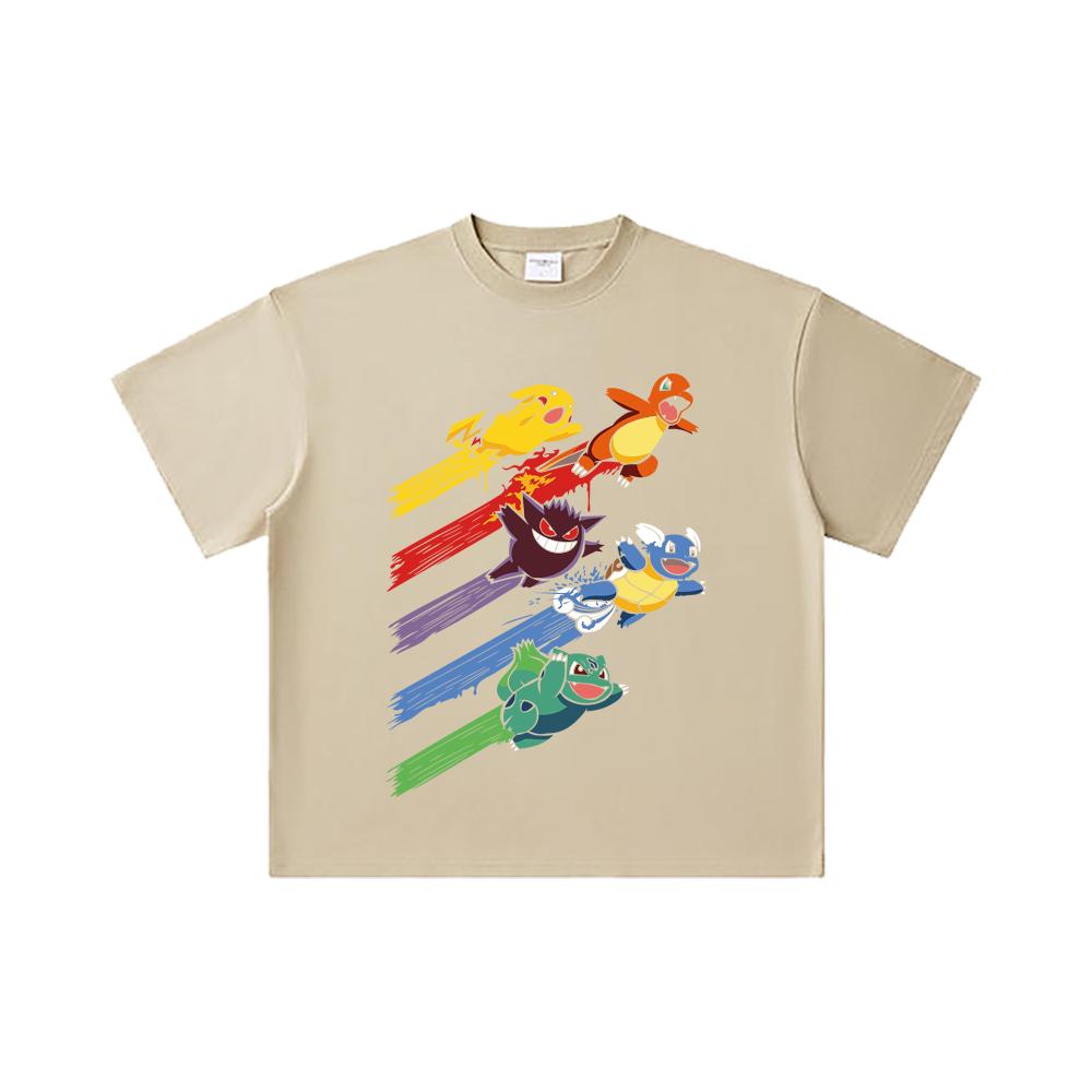 260 GSM Double Yarn 32 Count 100% Cotton Pokemon V21 Print Unisex Heavy Cotton T Shirt