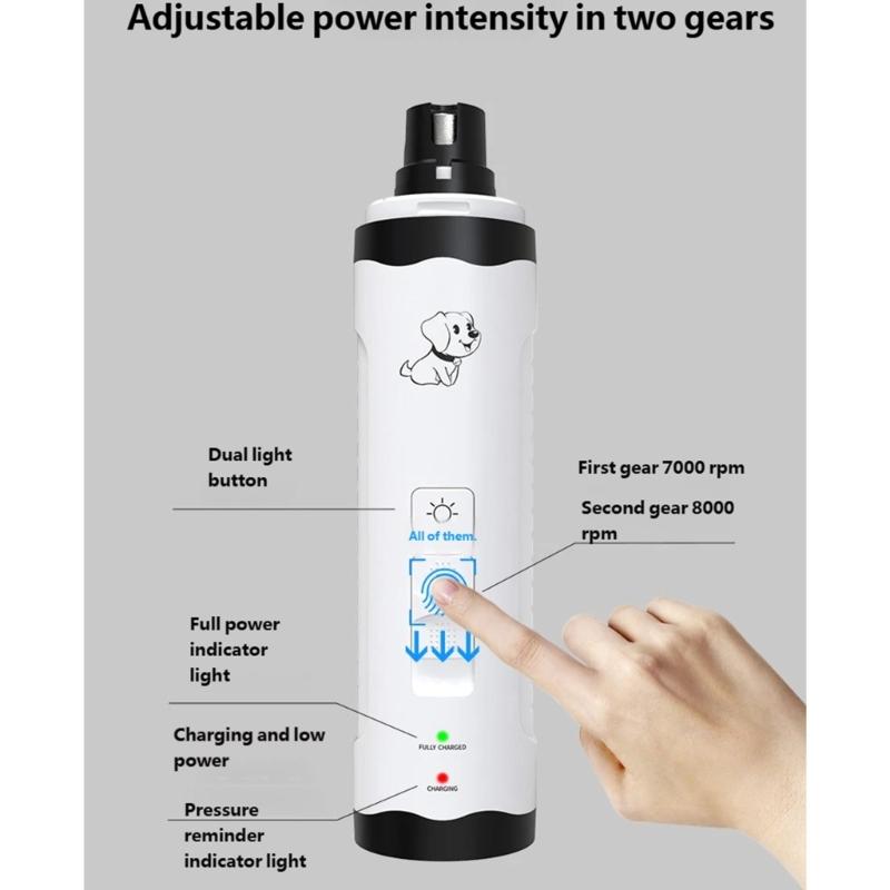 Quiet Rechargeable Dog Cats Nail Trimmer With Low Noise Motor And 2 Speed For Grooming