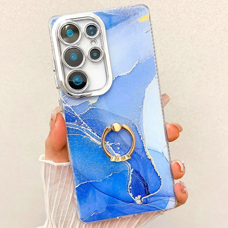 Suitable for Samsung S25 Mobile Phone Case Double Layer IMD Electroplated Marble S24plus Ring A16 Mobile Phone Case