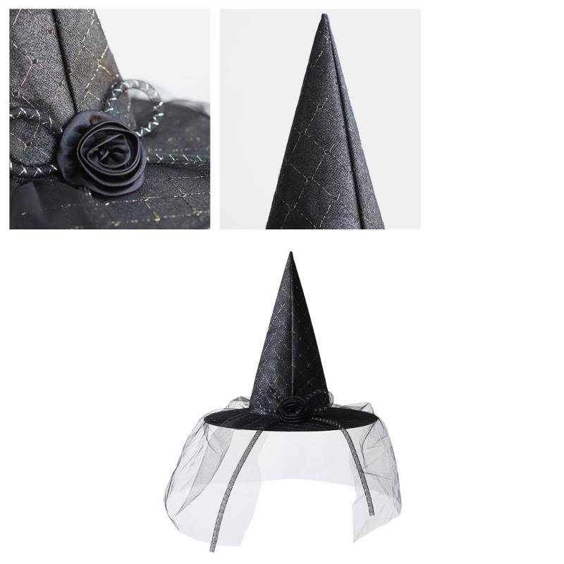 Halloween Hexenhut für Kinder Erwachsene Halloween Party Cosplay Kostüm Requisiten Gruseliger Zaubererhut für Halloween Party