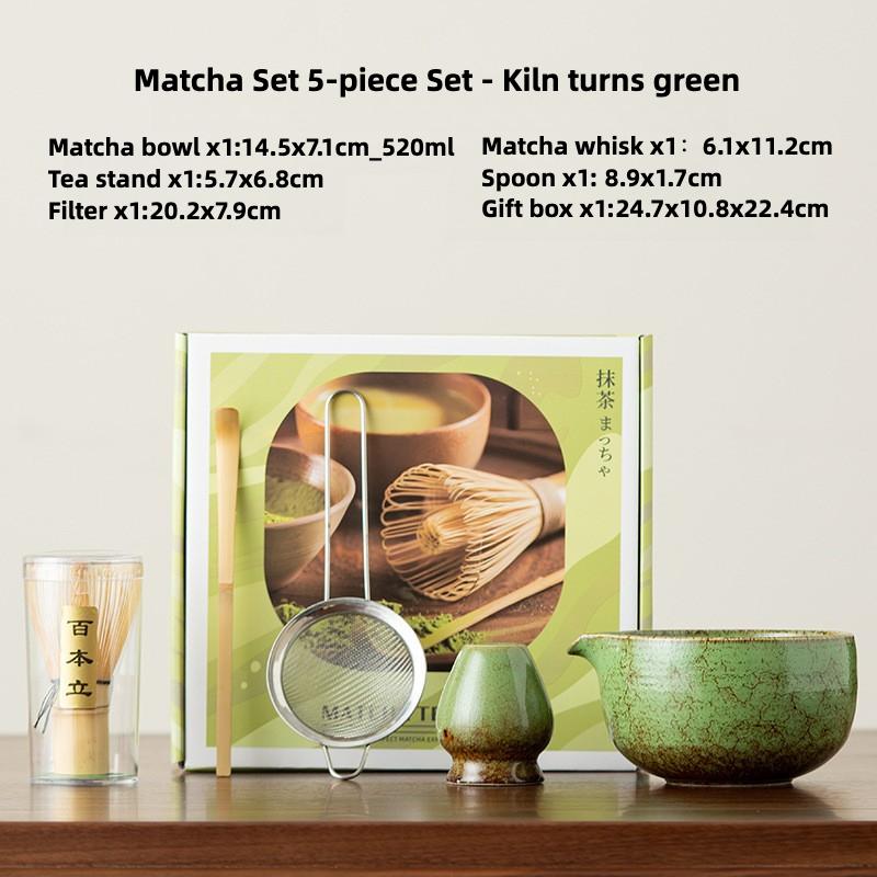 BespritGift Matcha Set 5 Pcs Ceramic Matcha Whisk Set with Matcha Bowl Bamboo Whisk  Japanese Style Tea Ceremony Gift Box