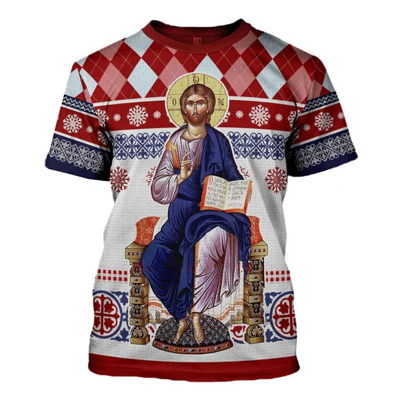 T-shirt Cristiana Gesù Uomo Donna Stampa 3D Grafica Ortodossa Manica Corta Nuova Retro Abbigliamento Unisex Dropshipping