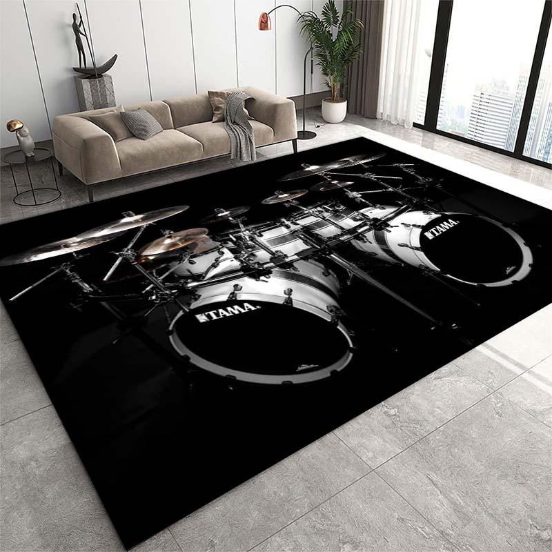 Stylish TAMA Drum Print Floor Mat Anti-Slip Carpet for Music Enthusiasts Unique Rug for Jazz or Electronic Drum-Themed Decor02