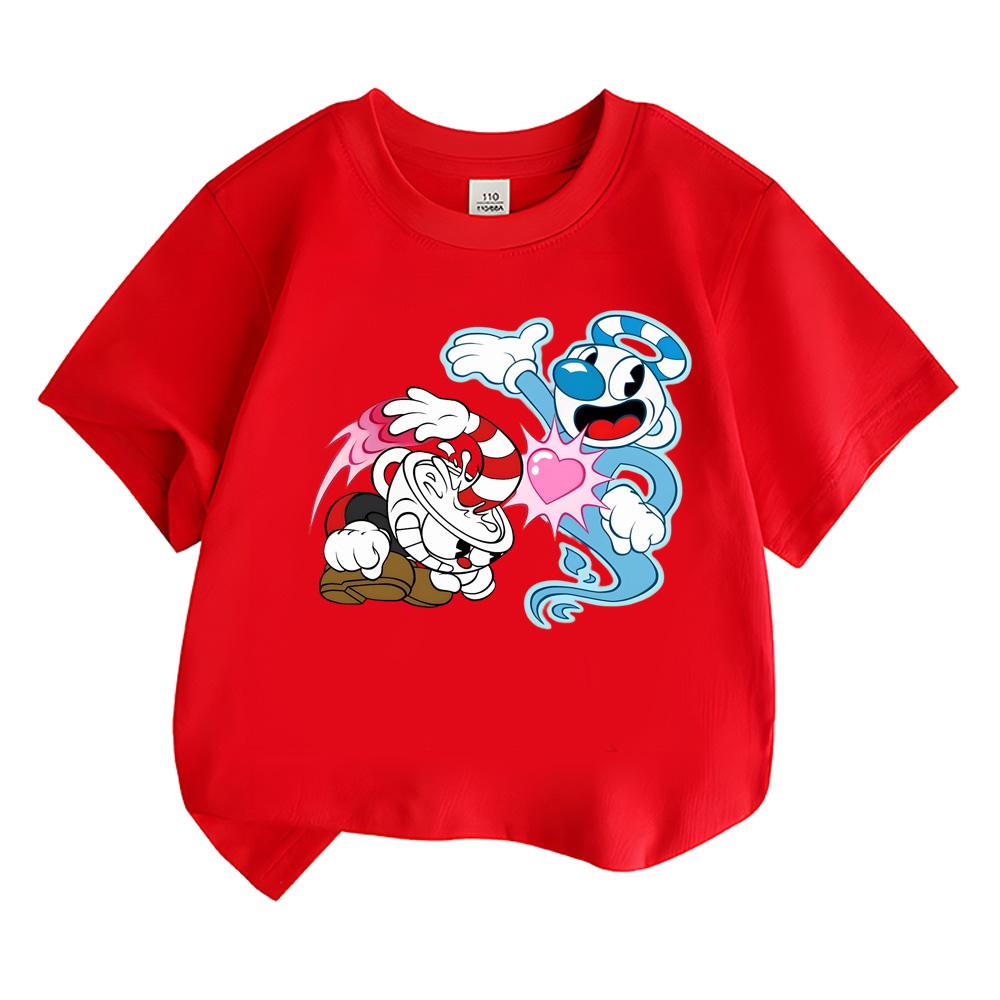 Cuphead  Kawaii Boys Girls T-shirt Kids Clothing Hip Hop Tops Short Sleeves Sports Fashion Streetwear Manga/Comic Tees Toddler