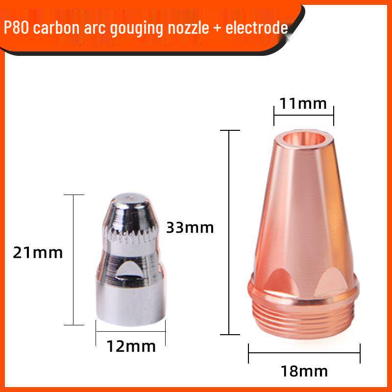 P80 Plasma Gouging Nozzle & Replacement Carbon Rod for Air Gouging Gun