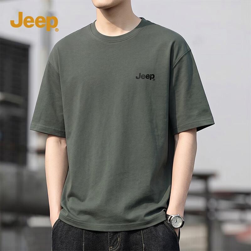 JEEP Men s Oversized Heavy Cotton Short Sleeve T-Shirt M