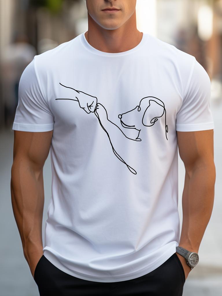 Women Unisex Casual Sports Loose Fit Funny Dog First Print Round Neck Short Sleeved T-shirt Top