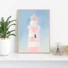Pink Watercolor Ocean Waves Seascape Poster Oyster Shell Beach Umbrella Surfing Canvas Printing Wall Art Picture Home Decor