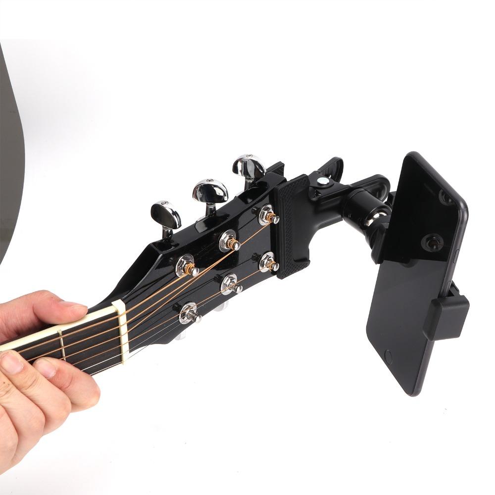 Black Guitar Phone Holder Clamp Design Clip Phone Holder Convenient Guitar Clip Mount  For Viewing