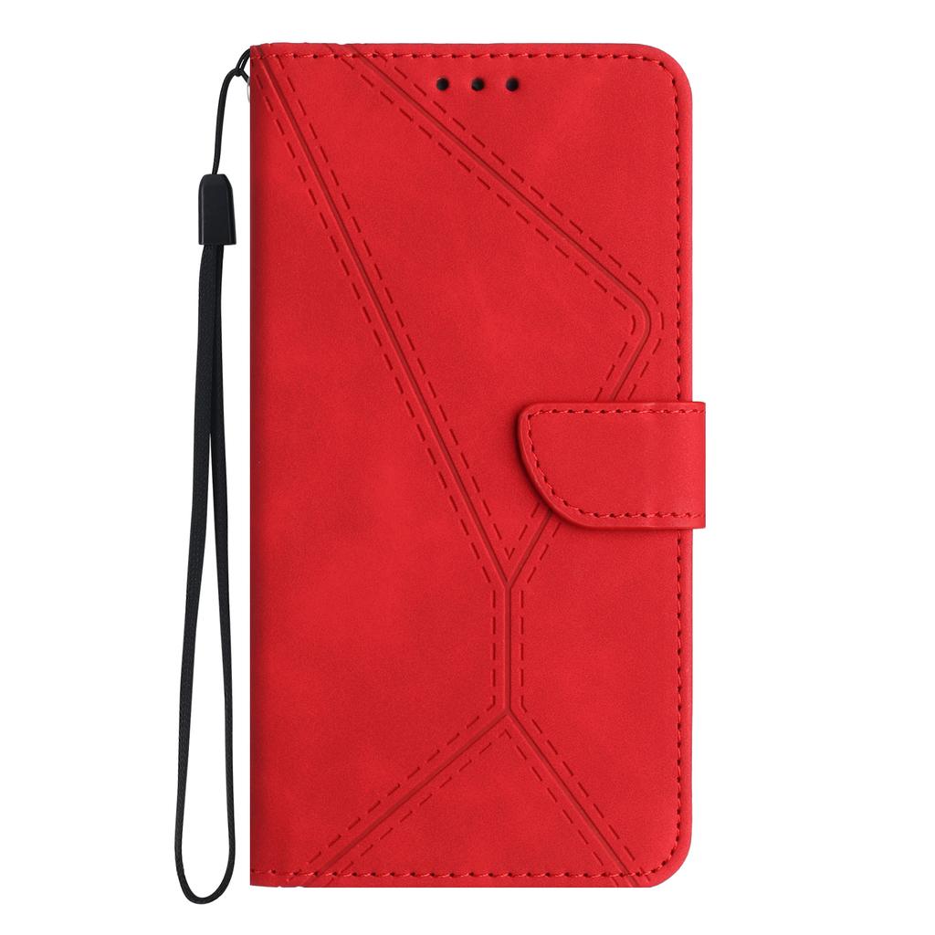 For Oppo A5 5G Case Skin Touch Lines Imprinted PU Leather Flip Phone Cover