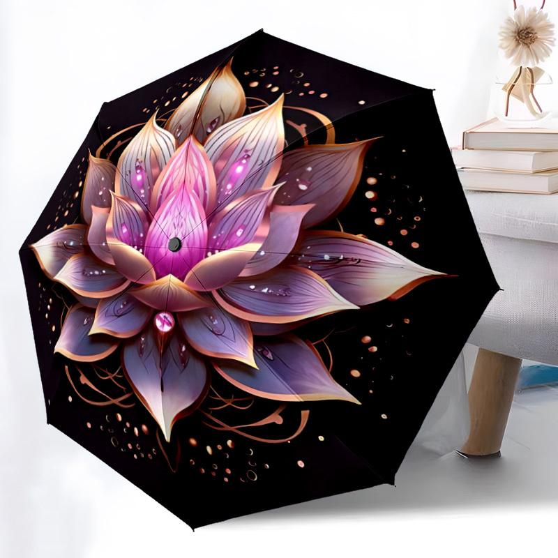 1pc Lotus Flower Mandala Automatic Open/Close Umbrella - Compact Travel Umbrella, Gift for Birthdayyy251208149