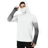 Men's Casual Outdoor Gradient Print Hooded Long Sleeve Sun Protection Shirt Lightweight Breathable UV Resistant Pullover Top
