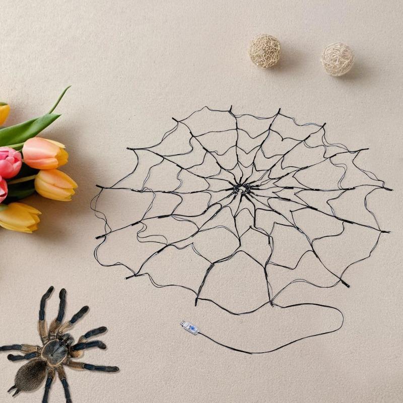 Halloween LED Light String Ghost Festival Decoration Ghost House Party Decoration Atmosphere Light Spider Web Colorful Light