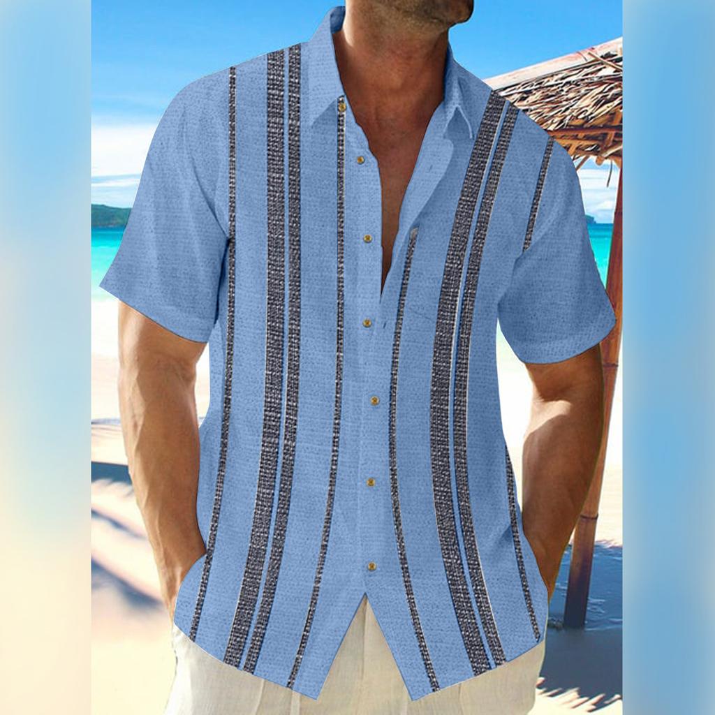 Hawaiisk skjorte for menn, vintage button down bowlingskjorter for menn Kortermet sommerstrandskjorte